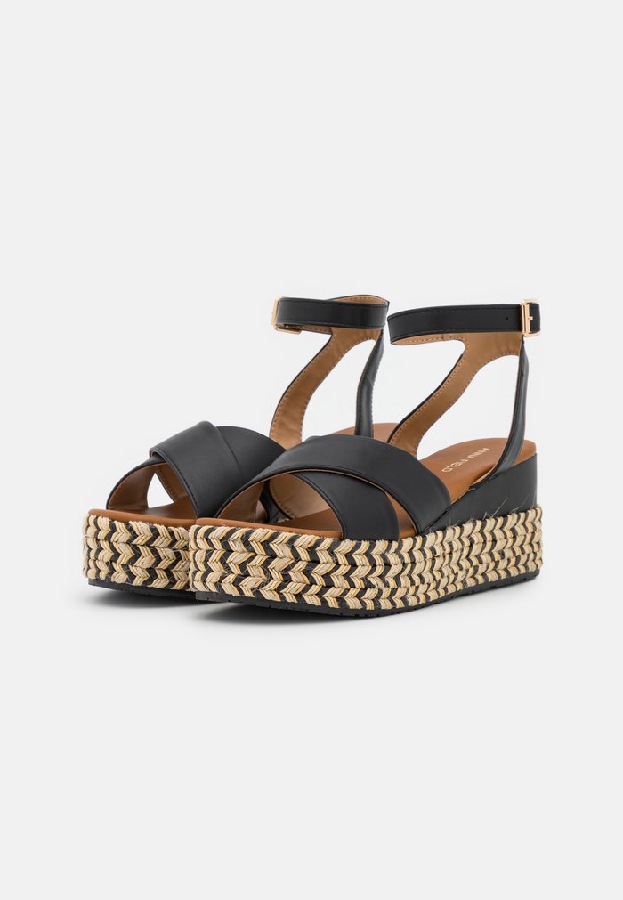 Sandales Anna Field Plateforme Wedge platform Boucle Noir Femme | SXK-5301913